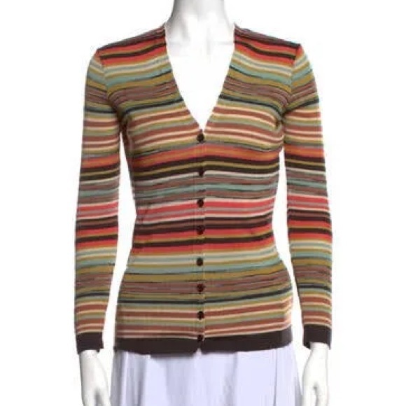 M Missoni multicolored classic ribbed V-neck sweater/cardigan - Picture 3 of 9